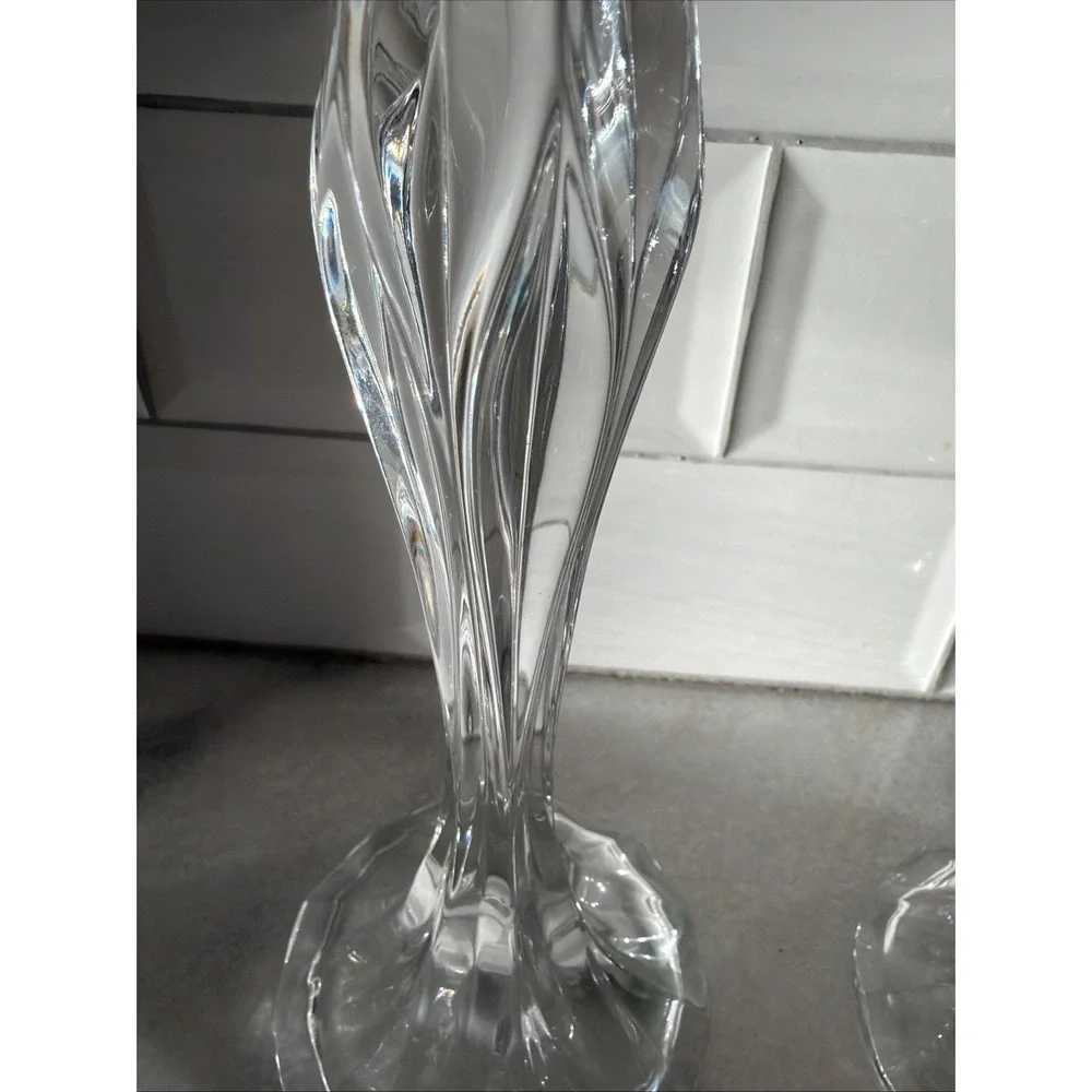 VTG 1999 FRENCH J. G. DURAND‎ Crystal GLASS CALLIOPE CANDLESTICKS Set Of 2 GW008
